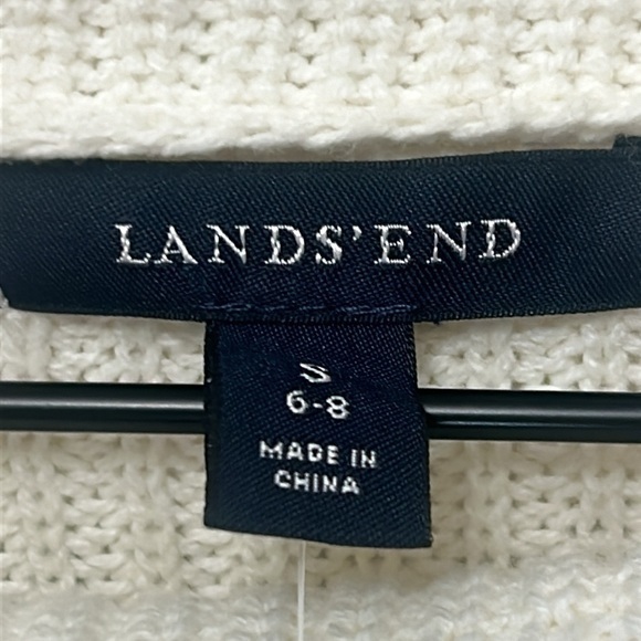 "NWT" Lands' End Knit Cotton Blend Ivory Cowl Neck‎ Sweater- Size Small (6-8) - Picture 4 of 11